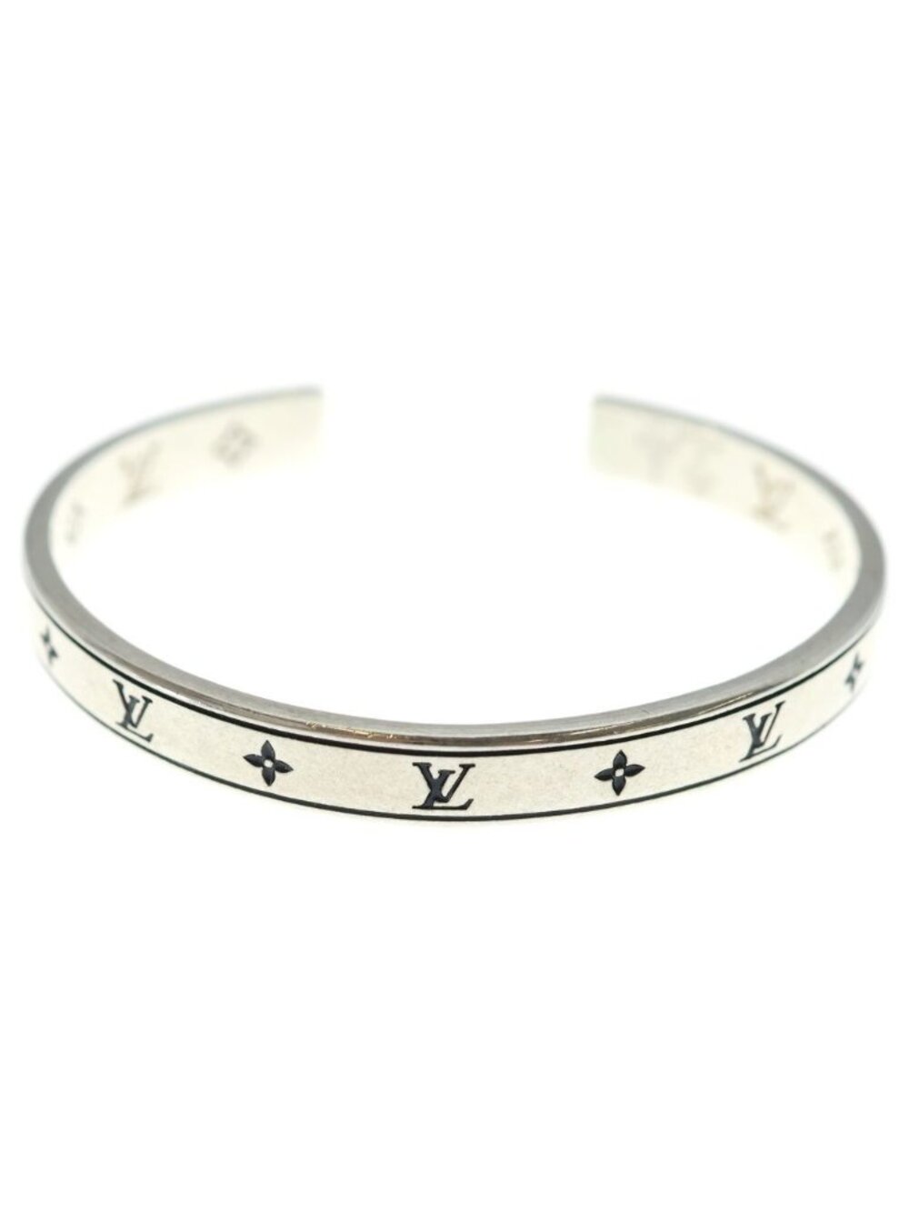 Louis Vuitton Bracelet LV Spike Monogram Bangle Silver
